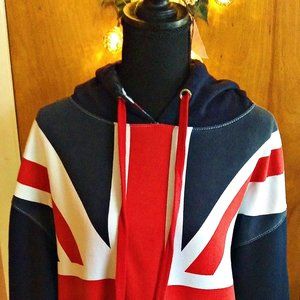 British Flag Union Jack Hooded Sweatshirt Sz XL